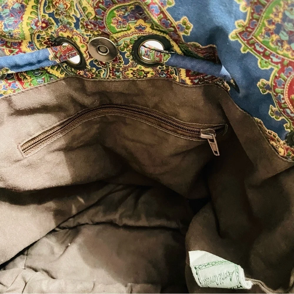 April Cornell Vintage Boho Paisley Drawstring Shoulder Bag